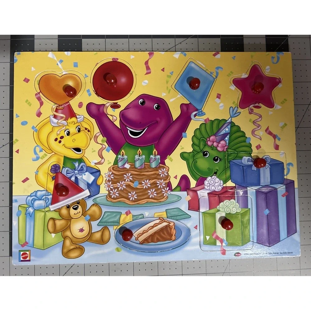 Barney Peg Puzzle Baby Bop BJ SHAPES COLORS  2004 Lyons Birthday Party Mattel